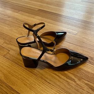 Women’s size 8 black patent leather heels from J. Crew. NWOT